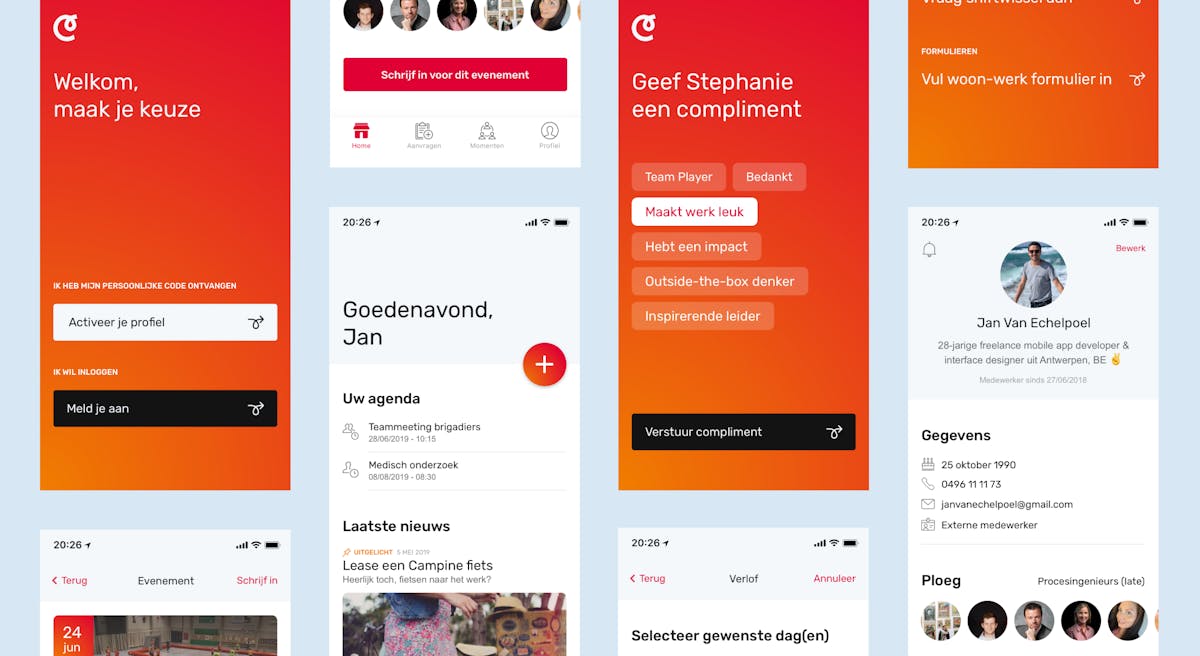 Mobile app Campine Moments made by (jve) STUDIO